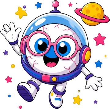 Iris the eyeball astronaut, ready for lift-off. Tap to say hi.